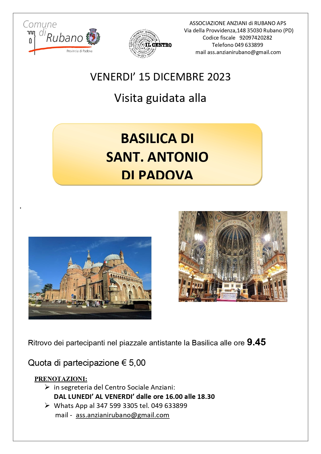Locandina dell'evento Visita guidata alla basilica di Sant’Antonio Padova