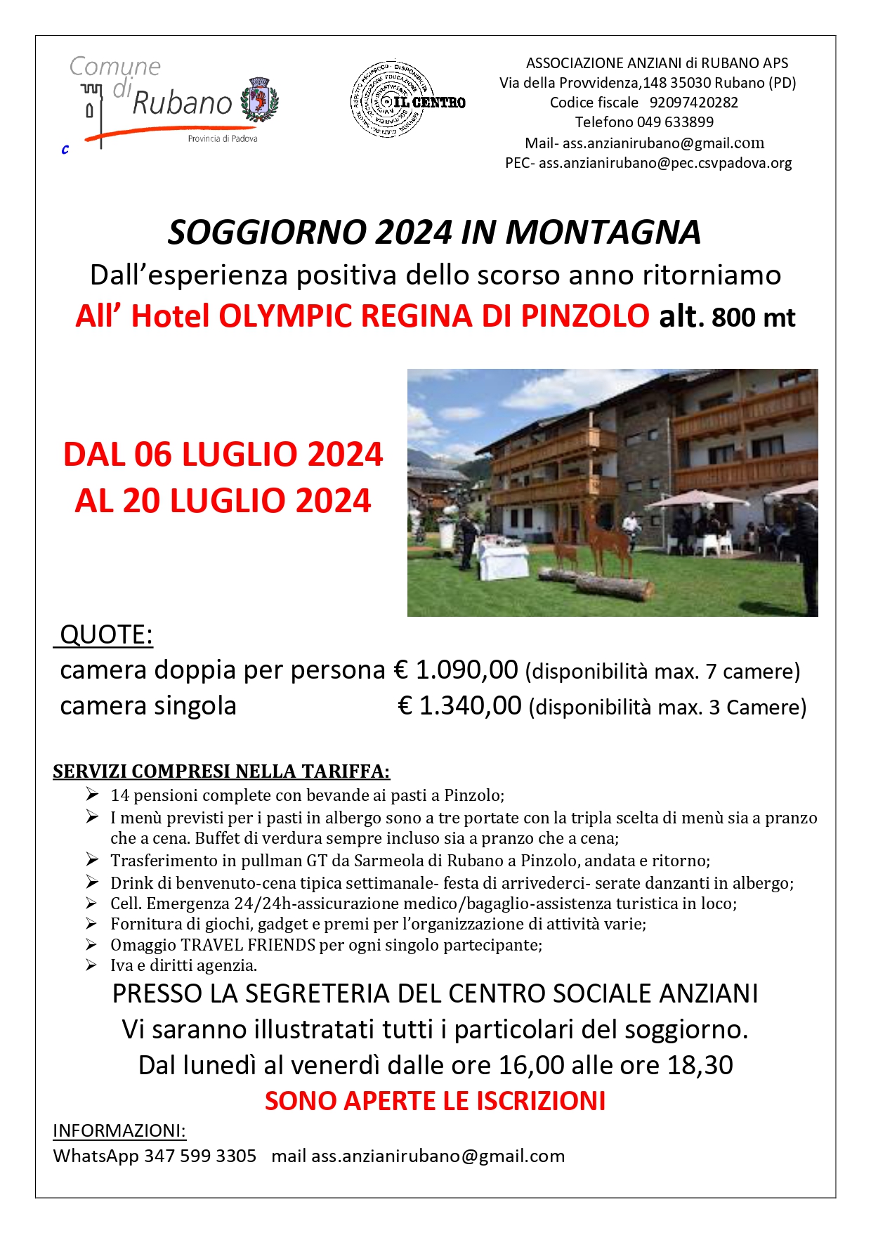 Locandina dell'evento Soggiorno estivo in montagna 2024
